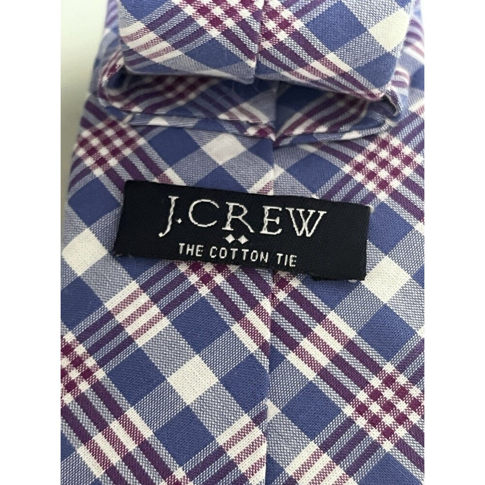 J Crew Cotton Necktie Classic 58" X 2.5” Blue And Red Tie - Picture 2 of 5